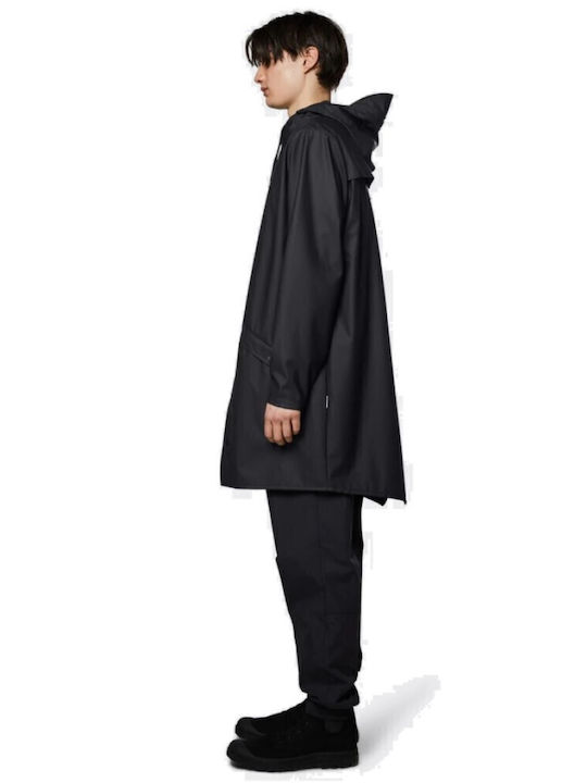 Women's Long Lifestyle Jacket Waterproof and Windproof for Spring or Autumn with Hood Black