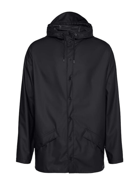 Women's Short Lifestyle Jacket Waterproof for Spring or Autumn with Hood Black
