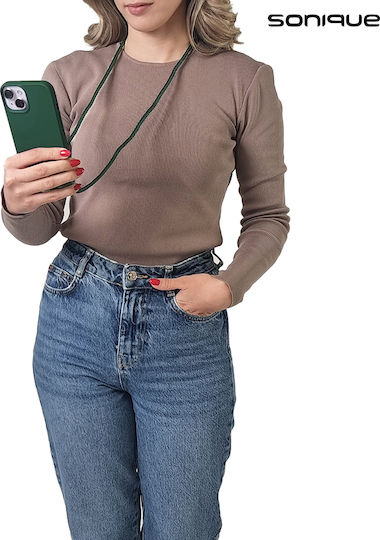 Sonique Umschlag Rückseite Silikon 0.5mm mit Band Grün (Realme C55)