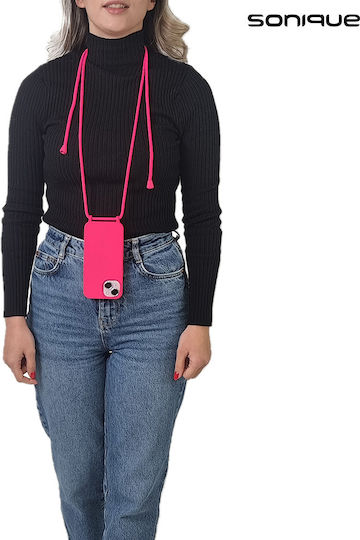Sonique Galaxy Back Cover Silicone 0.5mm with Strap Fuchsia (Samsung Galaxy A35 5G)