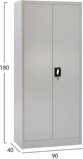 Zweiflügeliger Schrank Metallisch 90x40x180cm