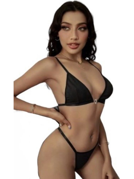 Fantasy Lingerie Set de Lenjerie Bralette cu Șir de caractere Black Fantasy Lingerie Set de Lenjerie Bralette cu Șir de caractere Black