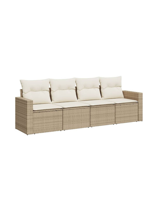 Four-Seater Sofa Outdoor Rattan with Pillows 55x55x69cm