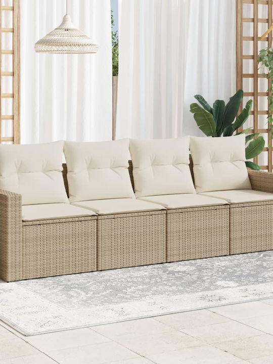 Four-Seater Sofa Outdoor Rattan with Pillows 55x55x69cm