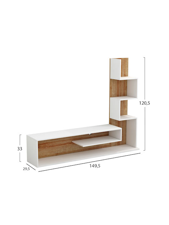 Edelie Living Room TV Unit White-natural L149.5xW29.5xH120cm
