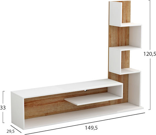 Edelie Living Room TV Unit White-natural L149.5xW29.5xH120cm