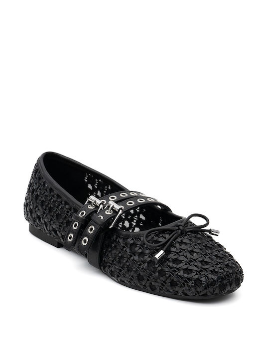 Perlapura Damen Ballerinas in Schwarz Farbe