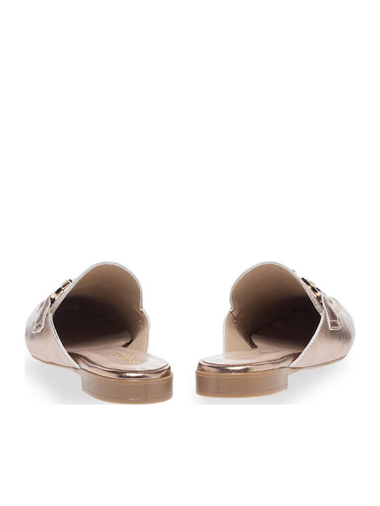 Flat Δερμάτινα Mules σε Ροζ Χρυσό Χρώμα