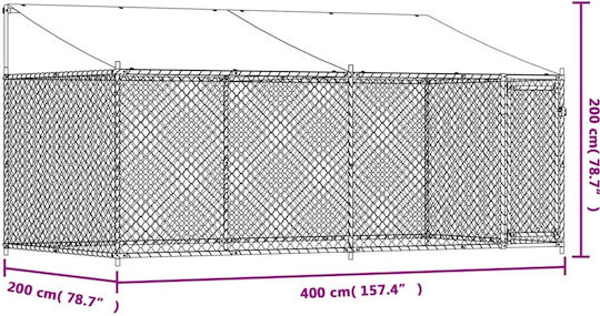 vidaXL Μεταλλικό Πάρκο Σκύλου 400x200x200εκ. Γκρι