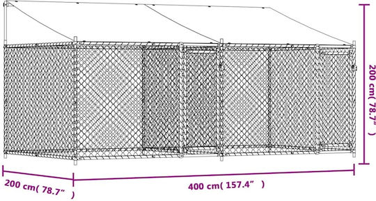 vidaXL Metallisches Hundepark 400x200x200cm Grau