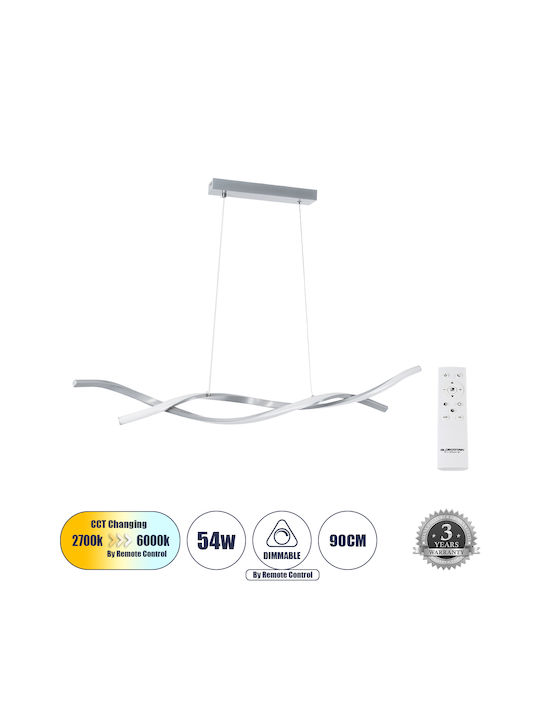 GloboStar Morales Deckenleuchte Silber LED mit Verstellbarem Weiß Licht Schiene 90x14cm