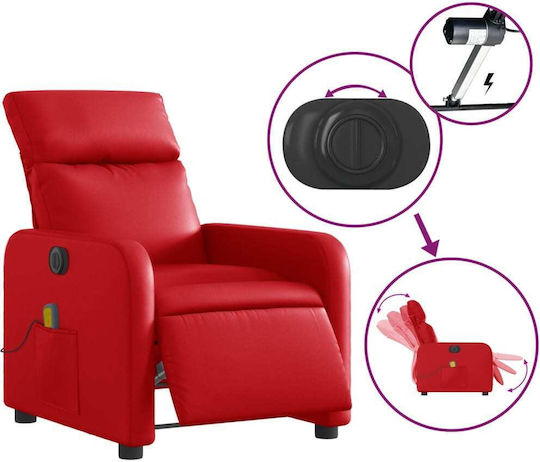 Relaxsessel Friseurwaschbecken mit Fußhocker aus Kunstleder Rot 66x89.5x95.5cm