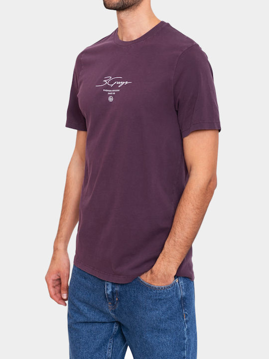 3Guys T-shirt Bărbătesc cu Mânecă Scurtă Violet