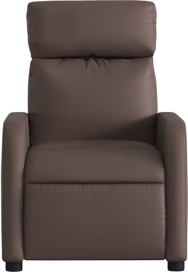 Πολυθρόνα Relax με Υποπόδιο από Δερματίνη Καφέ 66x89.5x95.5cm