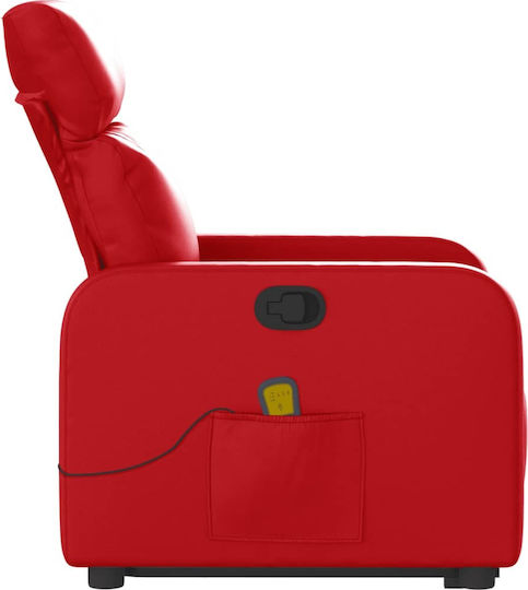Πολυθρόνα Relax Massage με Υποπόδιο από Δερματίνη Κόκκινη 66x89.5x95.5cm