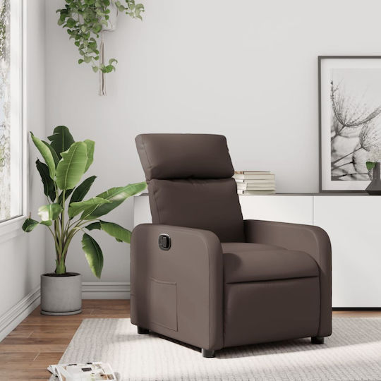 Πολυθρόνα Relax με Υποπόδιο από Δερματίνη Καφέ 66x89.5x95.5cm