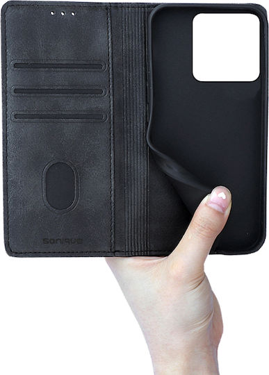 Sonique Vintage Magnet Brieftasche Synthetisches Leder / Kunststoff / Silikon Schwarz (Xiaomi 14)