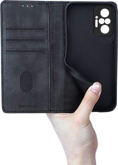 Sonique Vintage Magnet Wallet Synthetic Leather / Plastic / Silicone Black (Redmi Note 10 Pro)