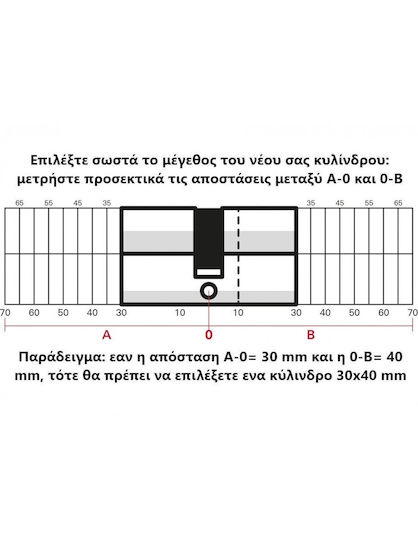 Thirard Lock Cylinder Security 70mm (35-35) with 3 Keys Black