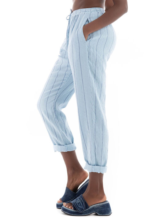 Deha Women's Fabric Trousers Striped Light Blue