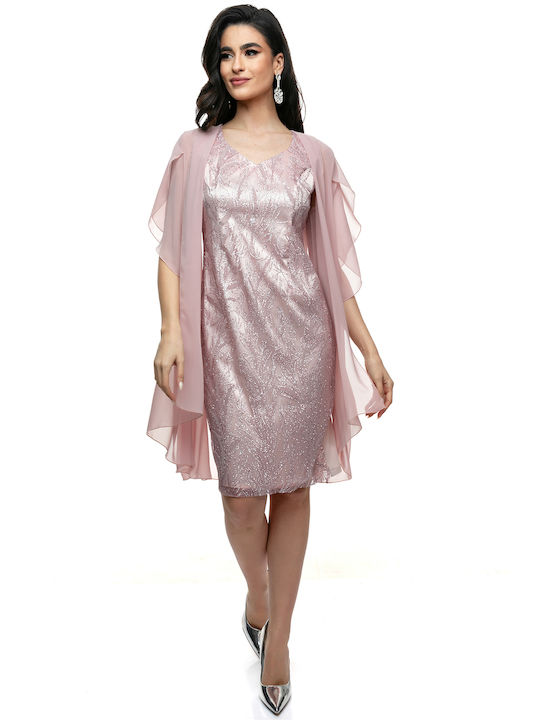RichgirlBoudoir Καλοκαιρινό Midi Βραδινό Φόρεμα με Διαφάνεια Ροζ