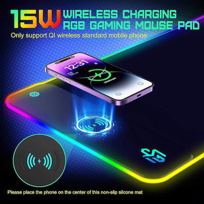 Gim Wireless Charging XXL Gaming Mouse Pad with RGB Lighting USB Black 800mm 1000-41750084