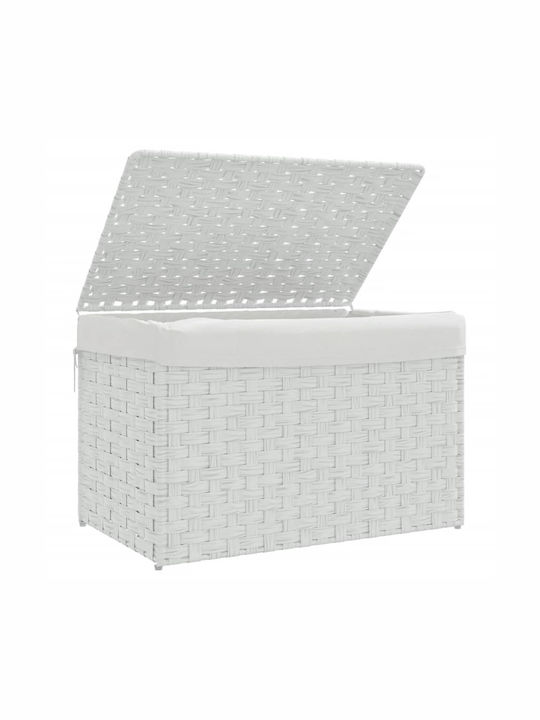 vidaXL Καλάθι Απλύτων Πλαστικό με Καπάκι 55.5x35x34cm Λευκό