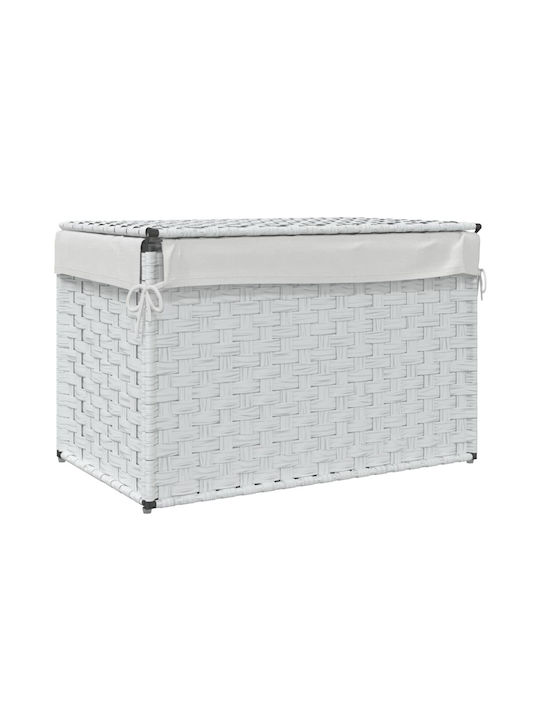 vidaXL Καλάθι Απλύτων Πλαστικό με Καπάκι 55.5x35x34cm Λευκό