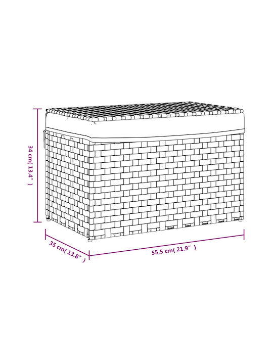 vidaXL 372052 Καλάθι Απλύτων Πλαστικό με Καπάκι 55.5x35x34cm Μαύρο