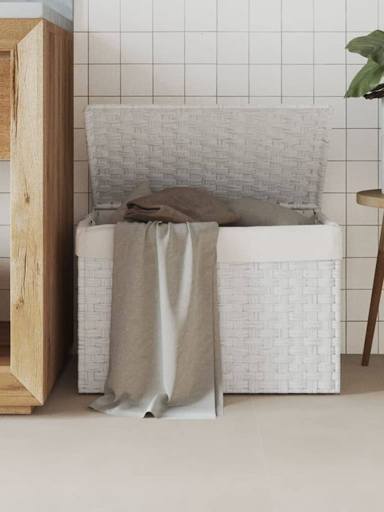vidaXL Καλάθι Απλύτων Πλαστικό με Καπάκι 55.5x35x34cm Λευκό