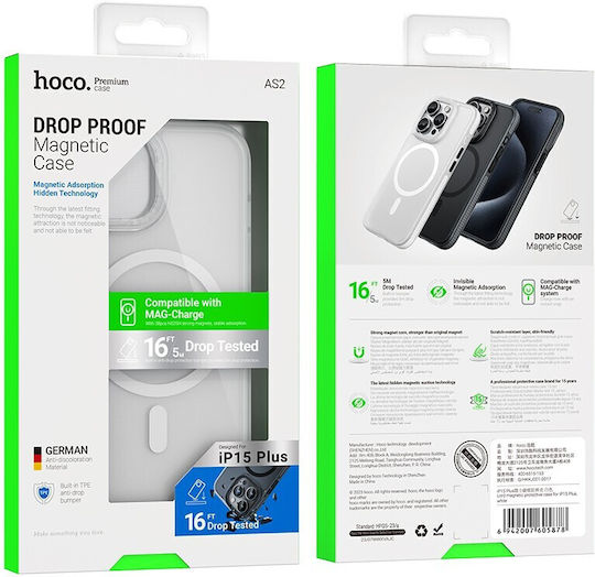 Hoco Hoco Back Cover Silikonkonstruktion 1.5mm Magnetischer Verschluss Weiß Für iPhone 15 Plus
