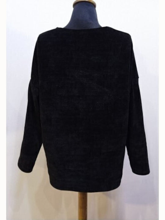 Damen Bluse Langärmelig Schwarz