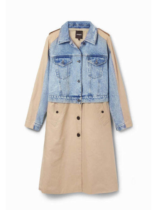Shorlock Women's Beige Coat with Buttons