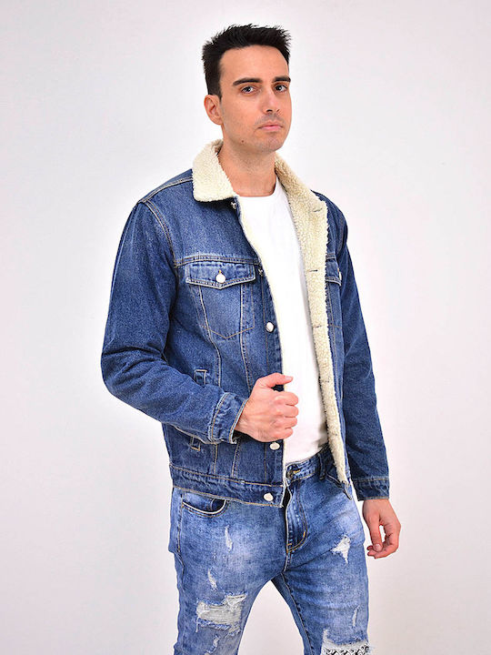 Beltipo Men's Winter Denim Jacket Blue