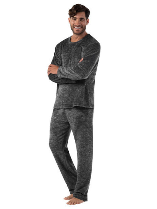 Secret Point Men's Winter Fleece Pajamas Set Gray