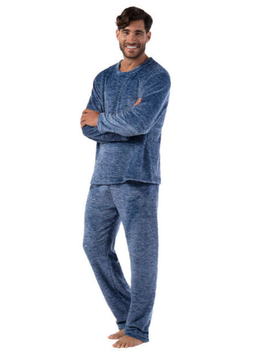 Secret Point Men's Winter Fleece Pajamas Set Blue