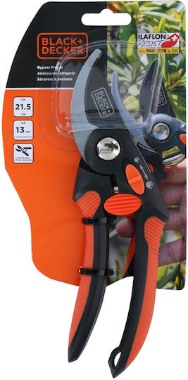 Black & Decker Ψαλίδι Κλαδέματος Μήκους 21.5cm με Μέγιστη Διάμετρο Κοπής 13mm