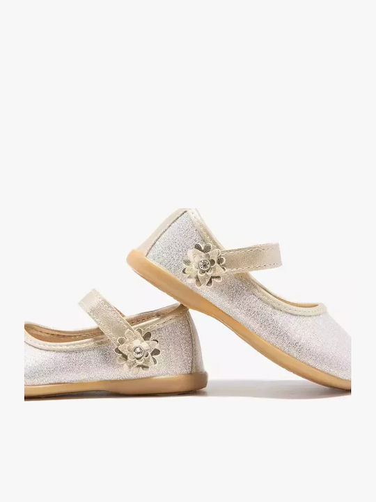 Kids Ballerinas with Hoop & Loop Closure Gold