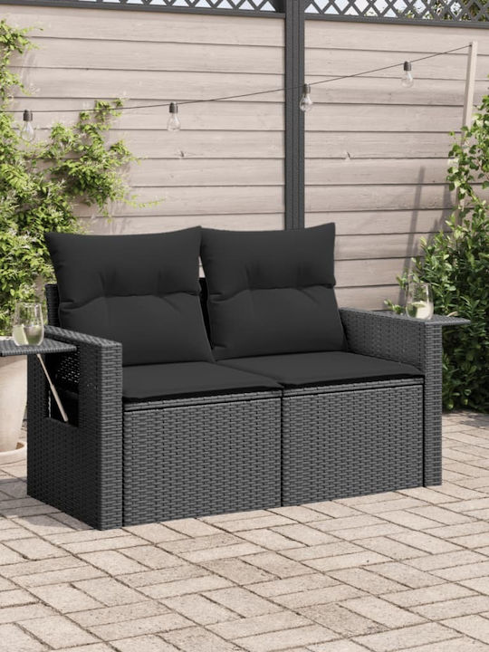 Zweisitziges Sofa Außenbereich Rattan mit Kissen 124x55cm