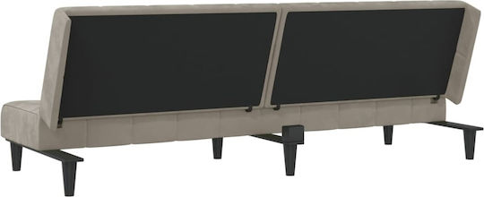 Doppelsitzer Sofa Bett Samt Hell Grau 200x84.5x69cm