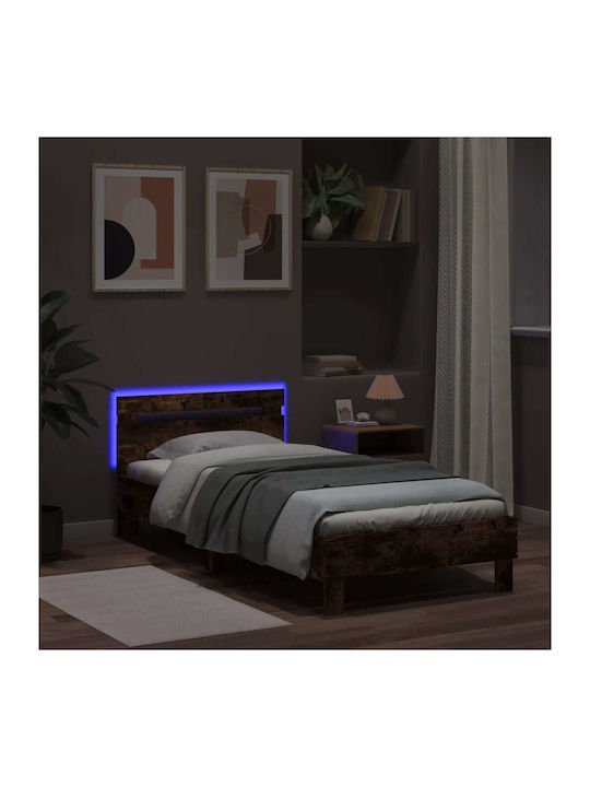 Wooden Single Bed Gray with Slats for Mattress 100x200cm