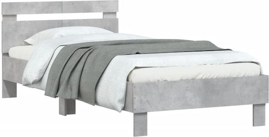 Einzelbett aus Holz in Betongrau mit Lattenrost für Matratze 100x200 cm
