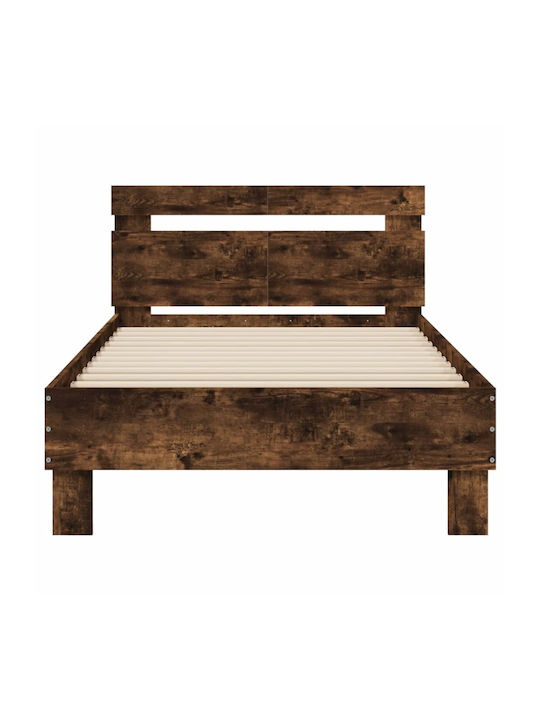 Wooden Single Bed Gray with Slats for Mattress 100x200cm