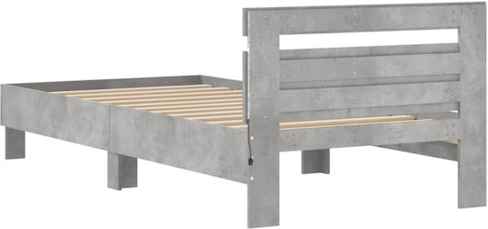 Einzelbett aus Holz in Betongrau mit Lattenrost für Matratze 100x200 cm