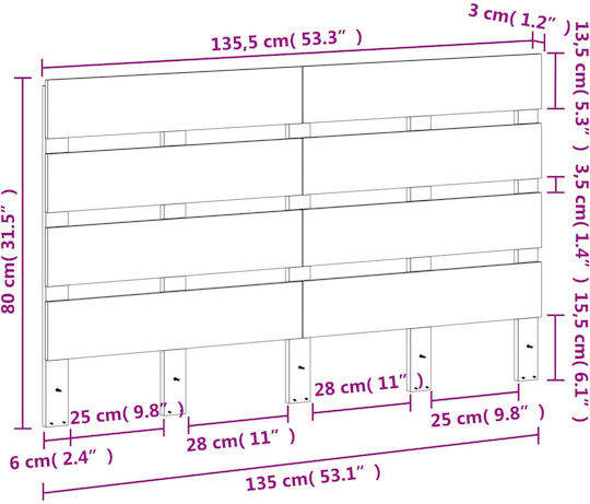 vidaXL Tăblie De Pat Din Lemn Maro 180.5x80cm