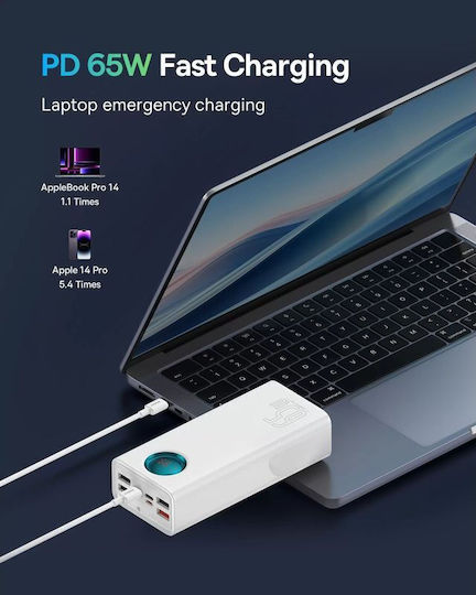 Baseus Amblight Power Bank 26800mAh 65W с 4 USB-A порта и 3 USB-C порта Бял