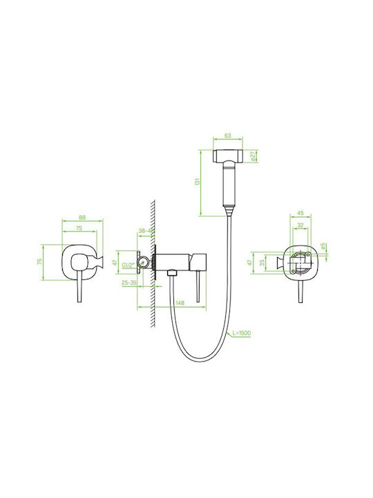 Laveo Wandmontage Wasserhahn Bidet