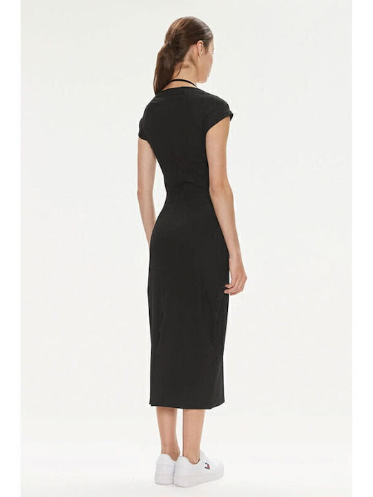 Summer Midi Knitted Black Dress