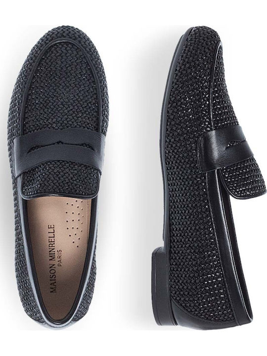 Leder Damen Loafers in Schwarz Farbe