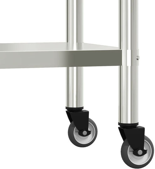 vidaXL Banc De Lucru Din Oțel Inoxidabil Cu Roți L82,5xA55xÎ85cm